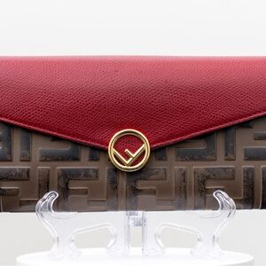 FENDI Zucca Leather Long Bifold Wallet